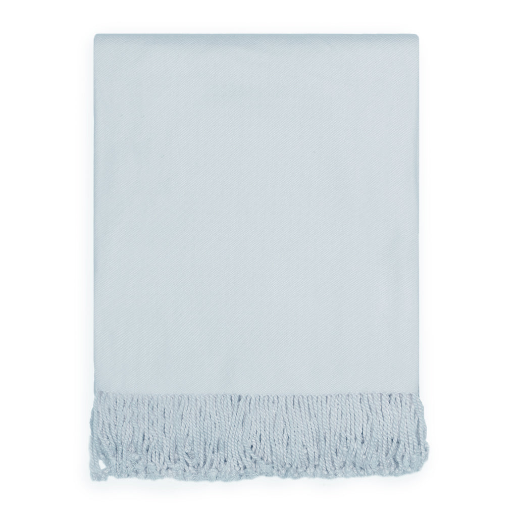 The Light Blue Fringed Throw Blanket