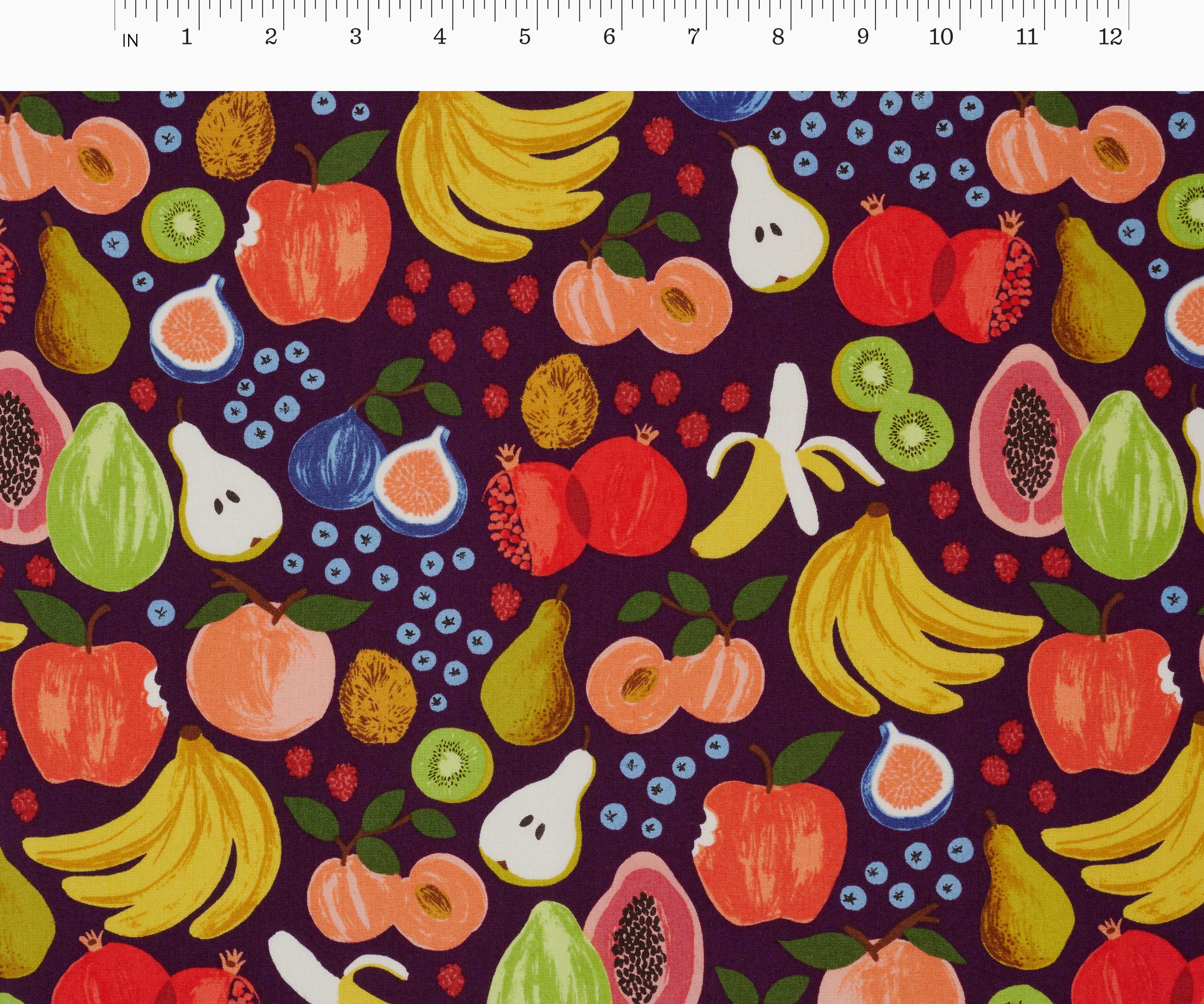 Fruit Stand Cotton Fabric - Burgundy