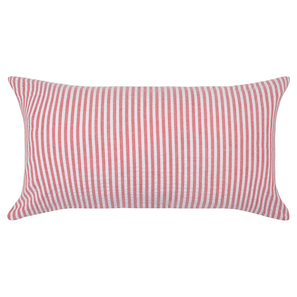 The Red Vertical Seersucker Throw Pillow