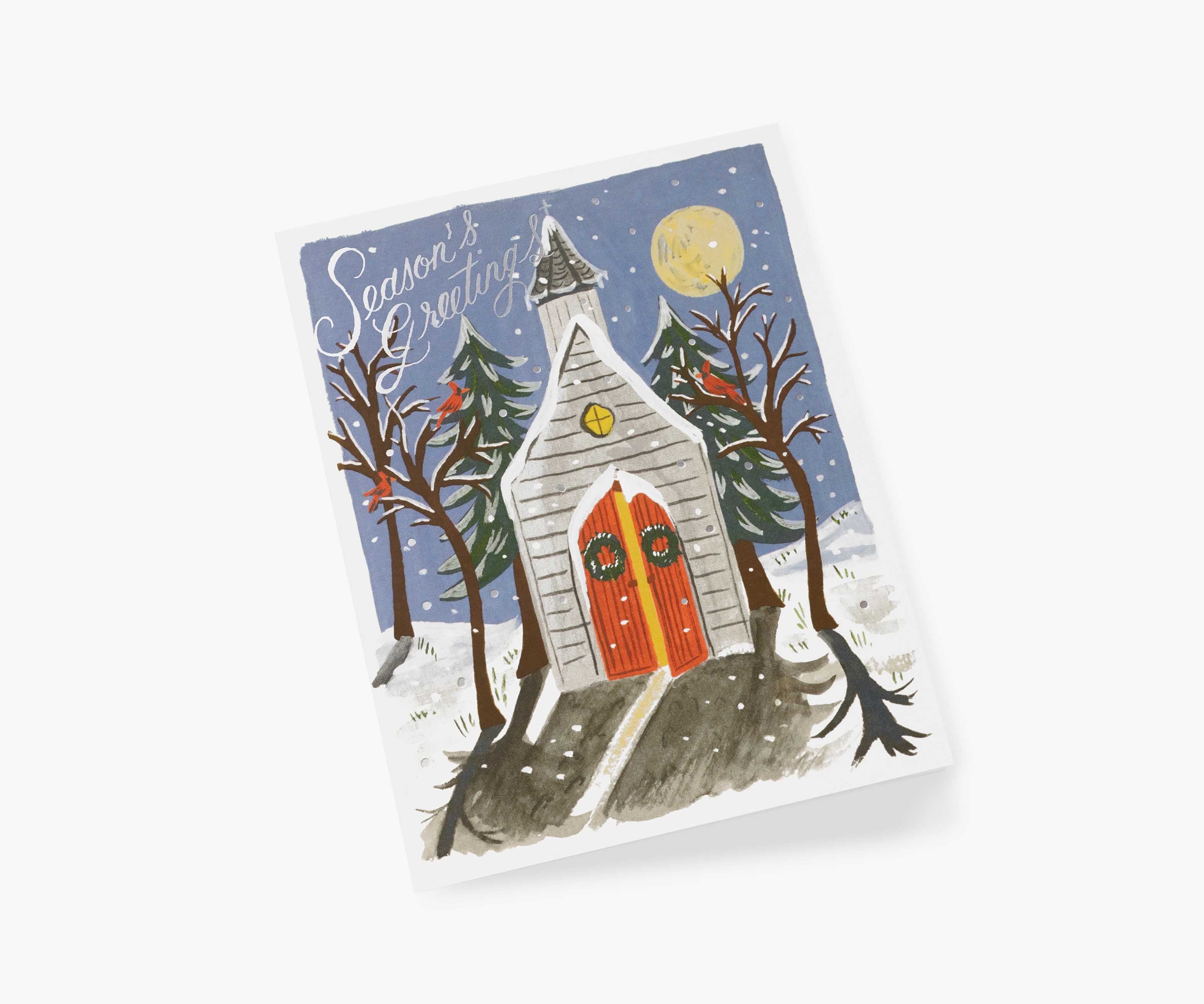 Winter Chapel Greetings Card