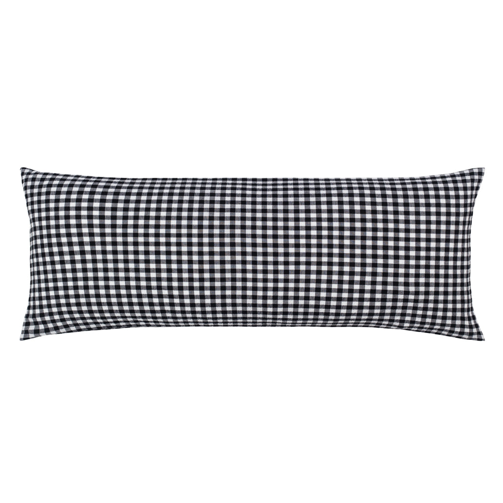 The Black Gingham Extra Long Lumbar Throw Pillow