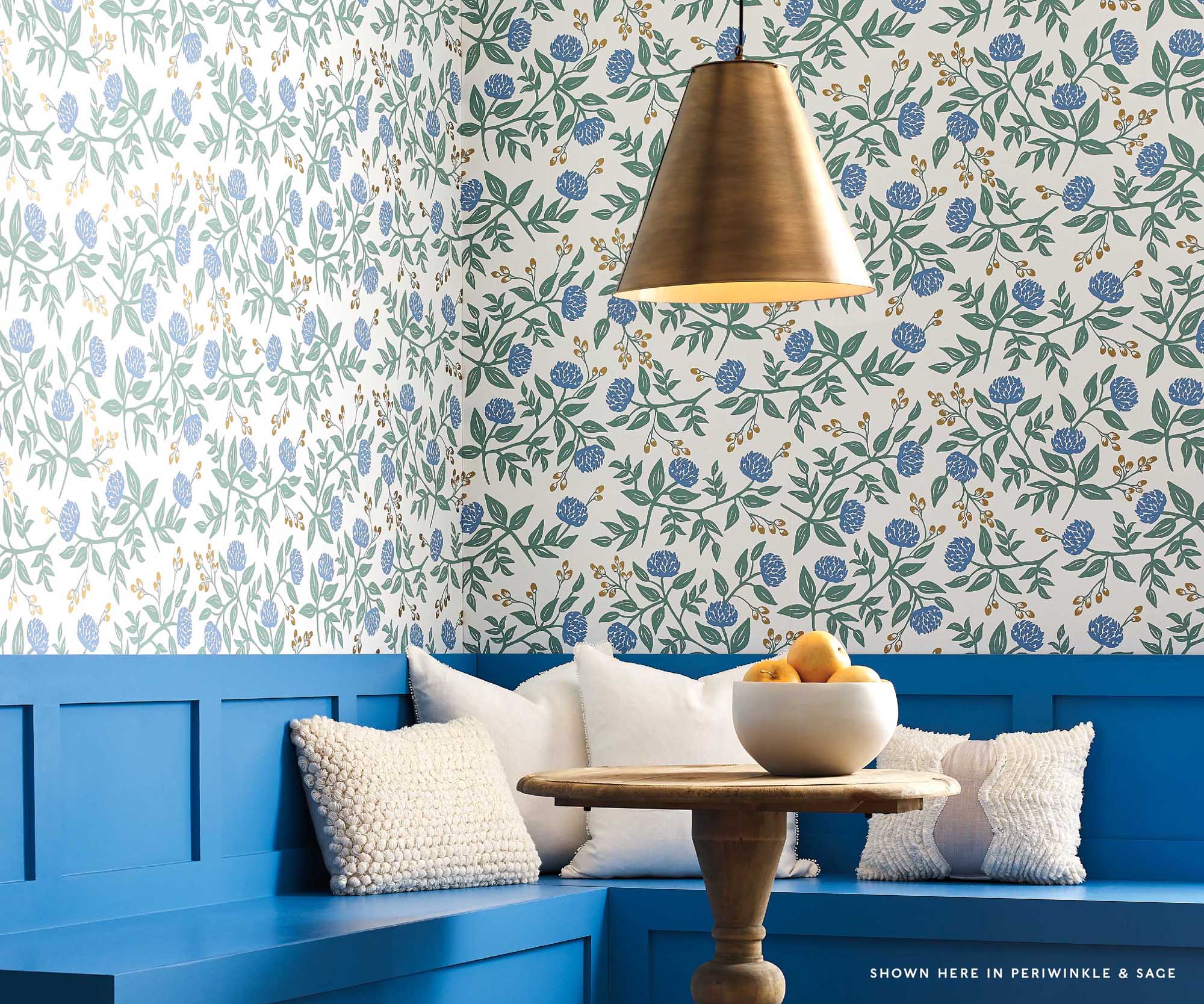 Peonies Wallpaper - Periwinkle & Sage