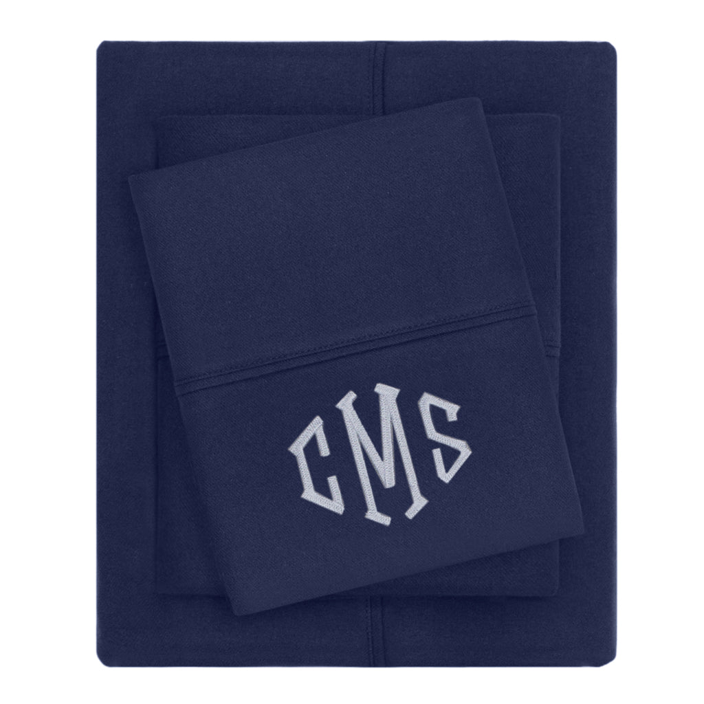 Navy Blue Flannel Pillowcase Pair