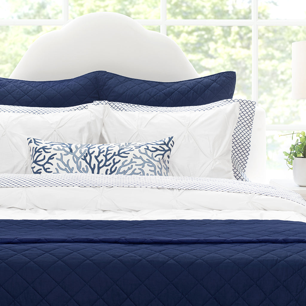 Navy Blue Diamond Quilt Euro Sham