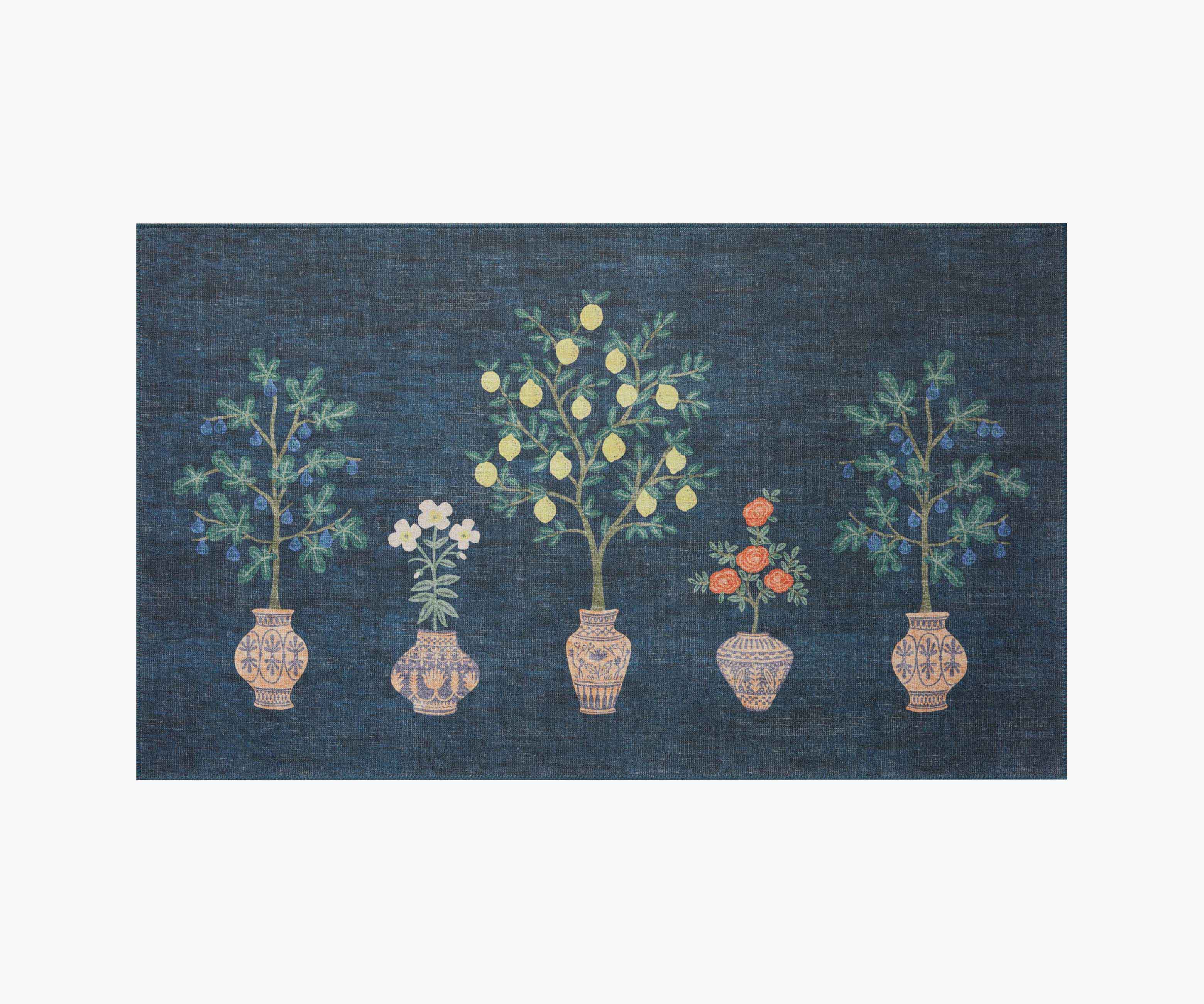 Atelier Topiary Non-Slip Rug - Indigo