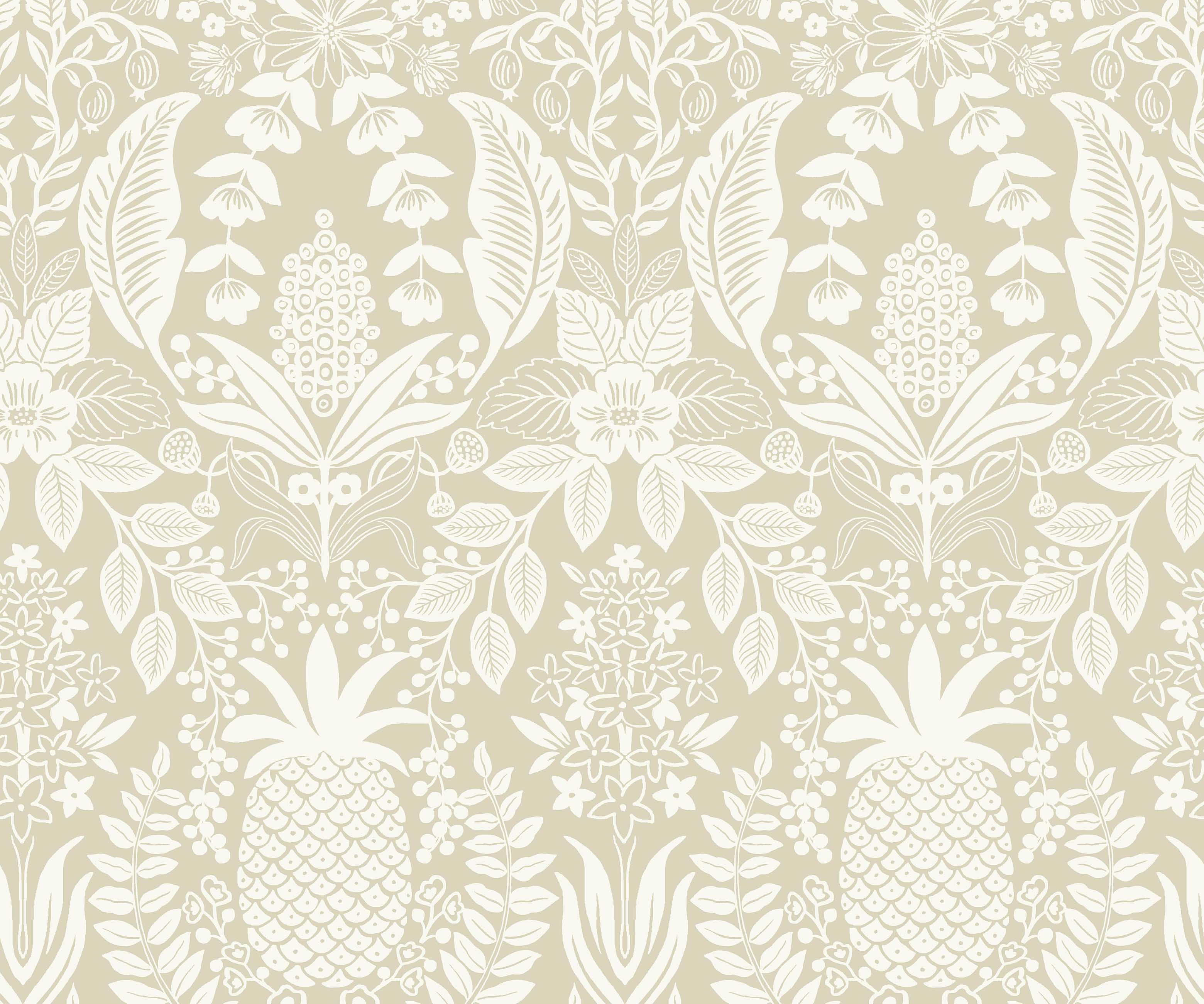 Pineapple Damask Wallpaper - Linen