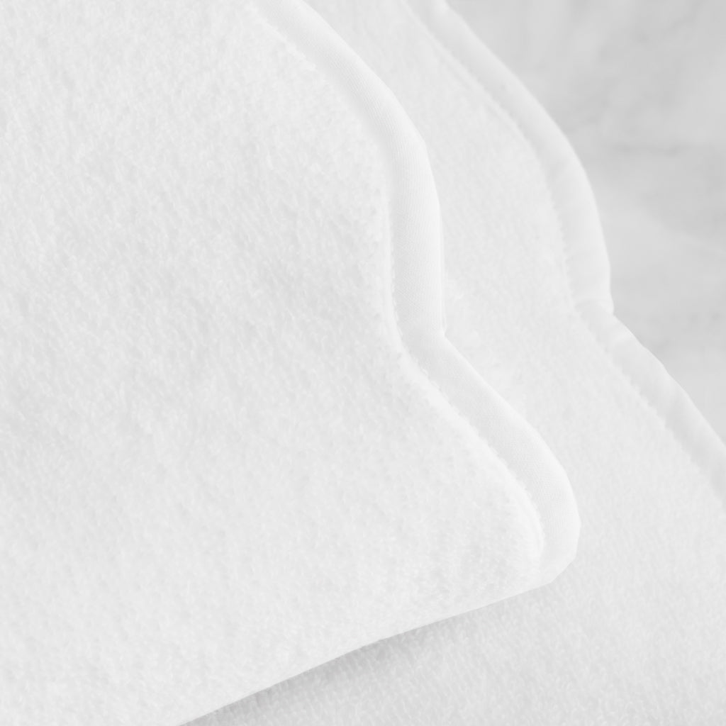 White Scalloped Plush White Bath Towel