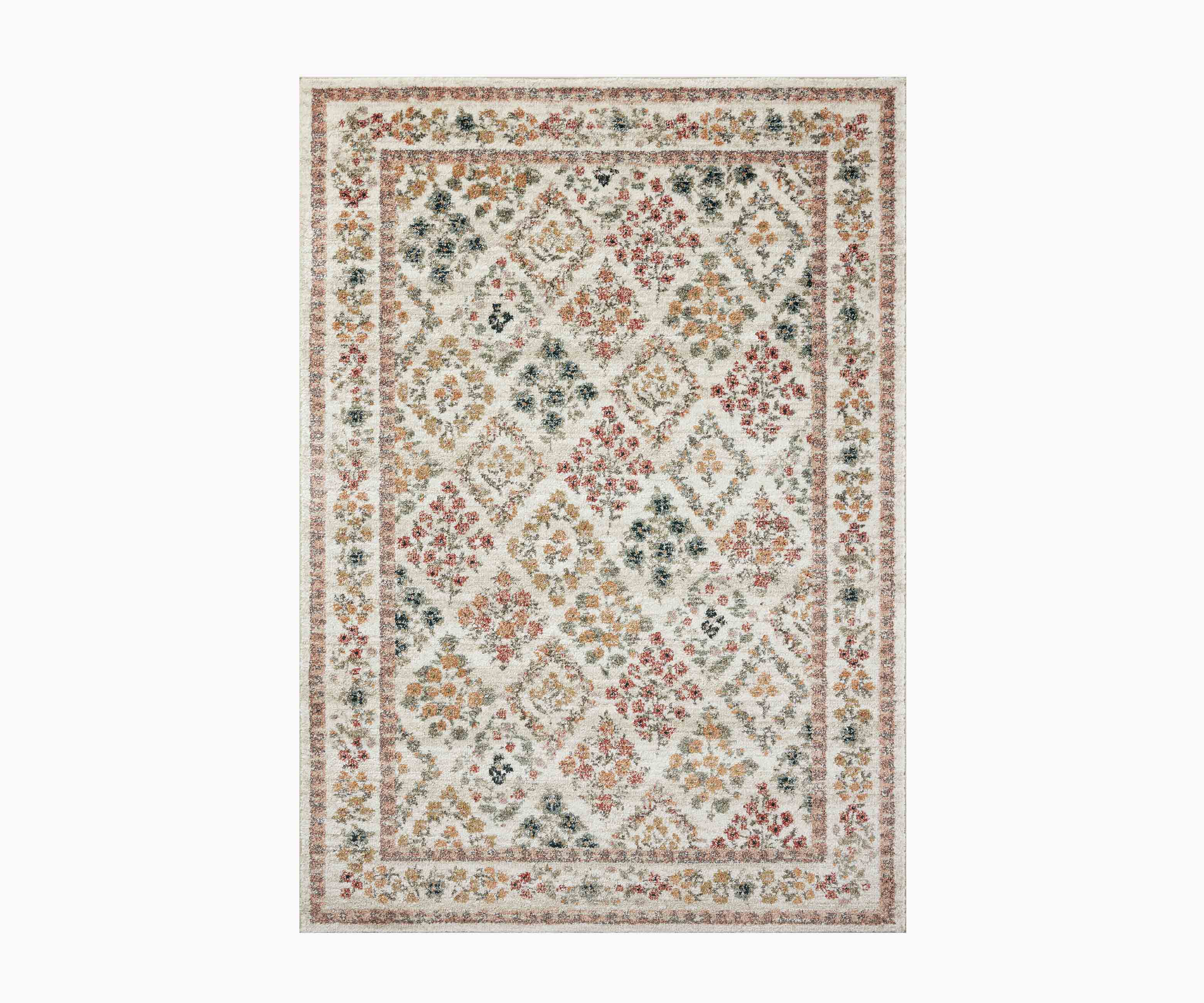 Laurel Parquet Power Loomed Rug - Cream