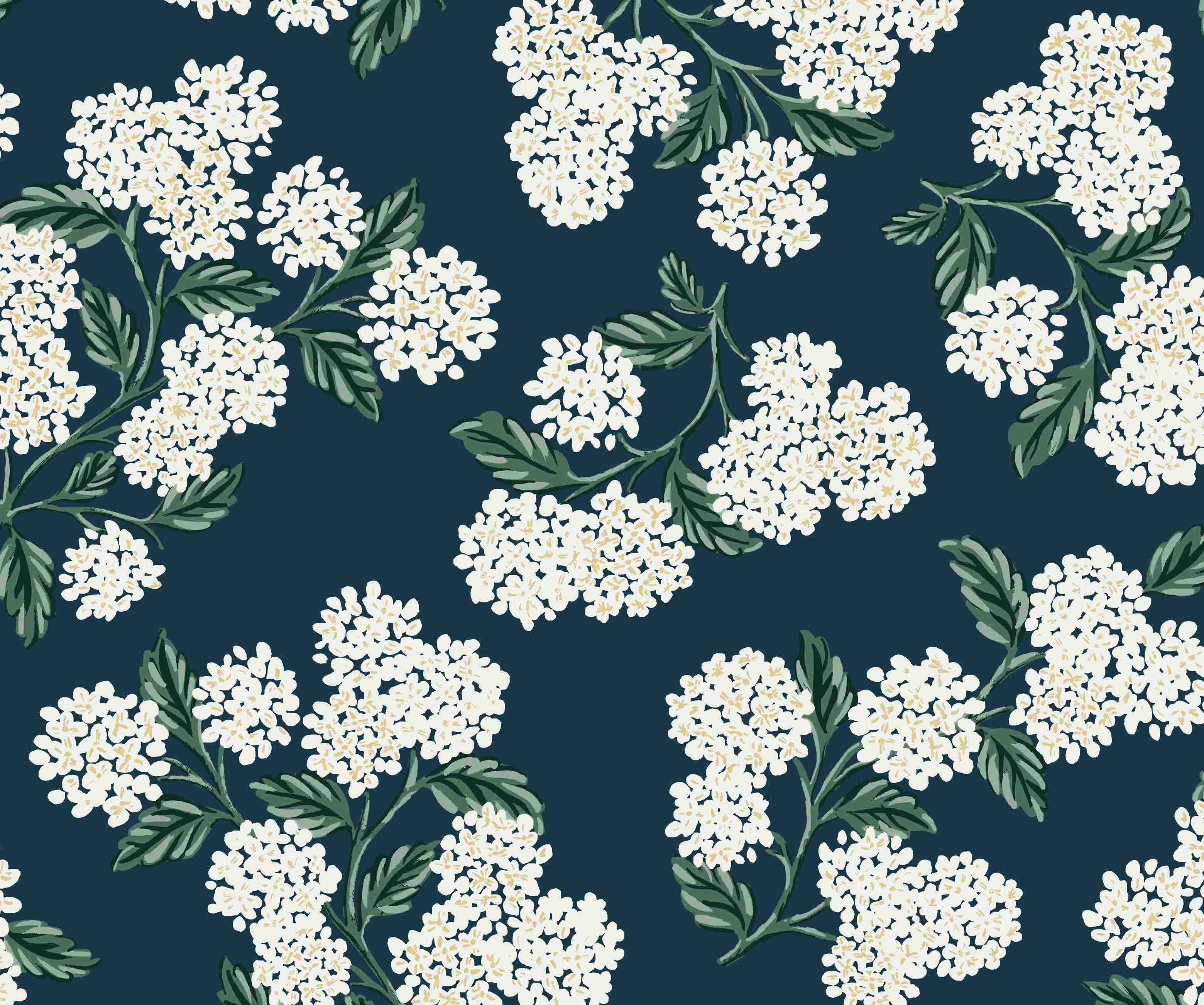 Hydrangea Wallpaper - Teal