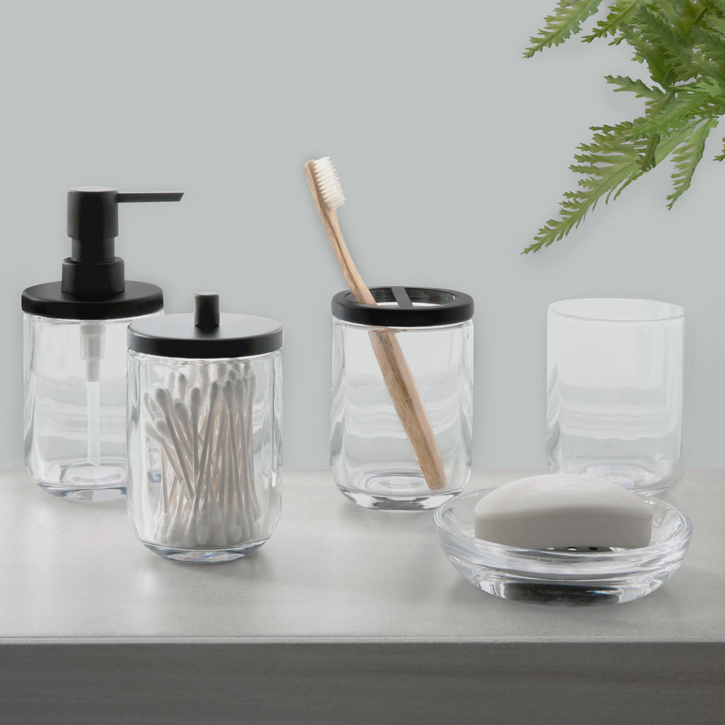 Modern Glass Bath Accessories, Cotton Jar