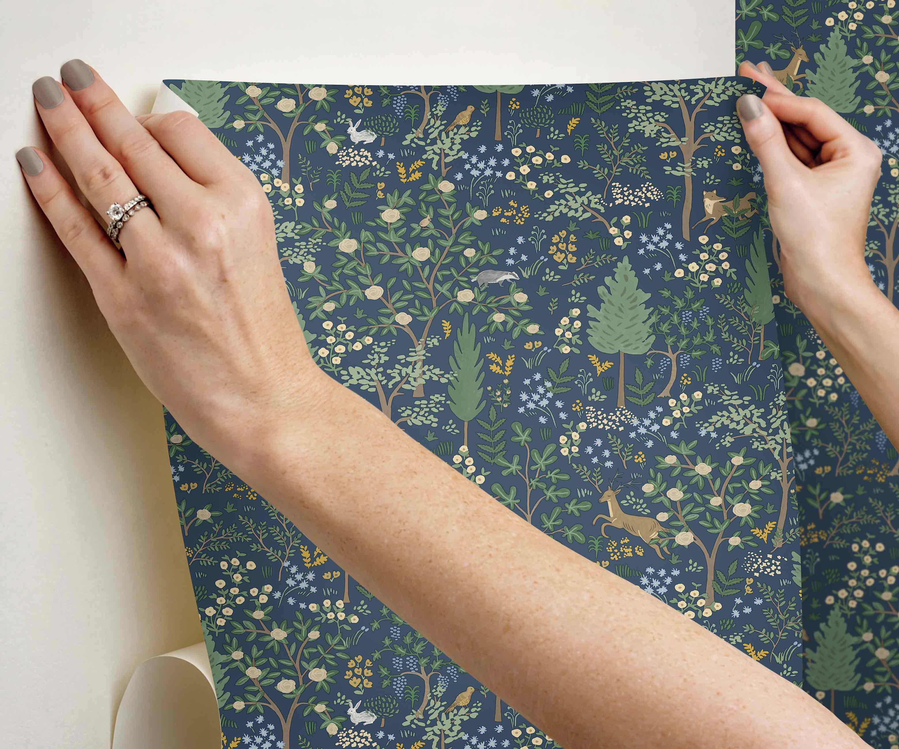 Woodland Peel & Stick Wallpaper - Navy