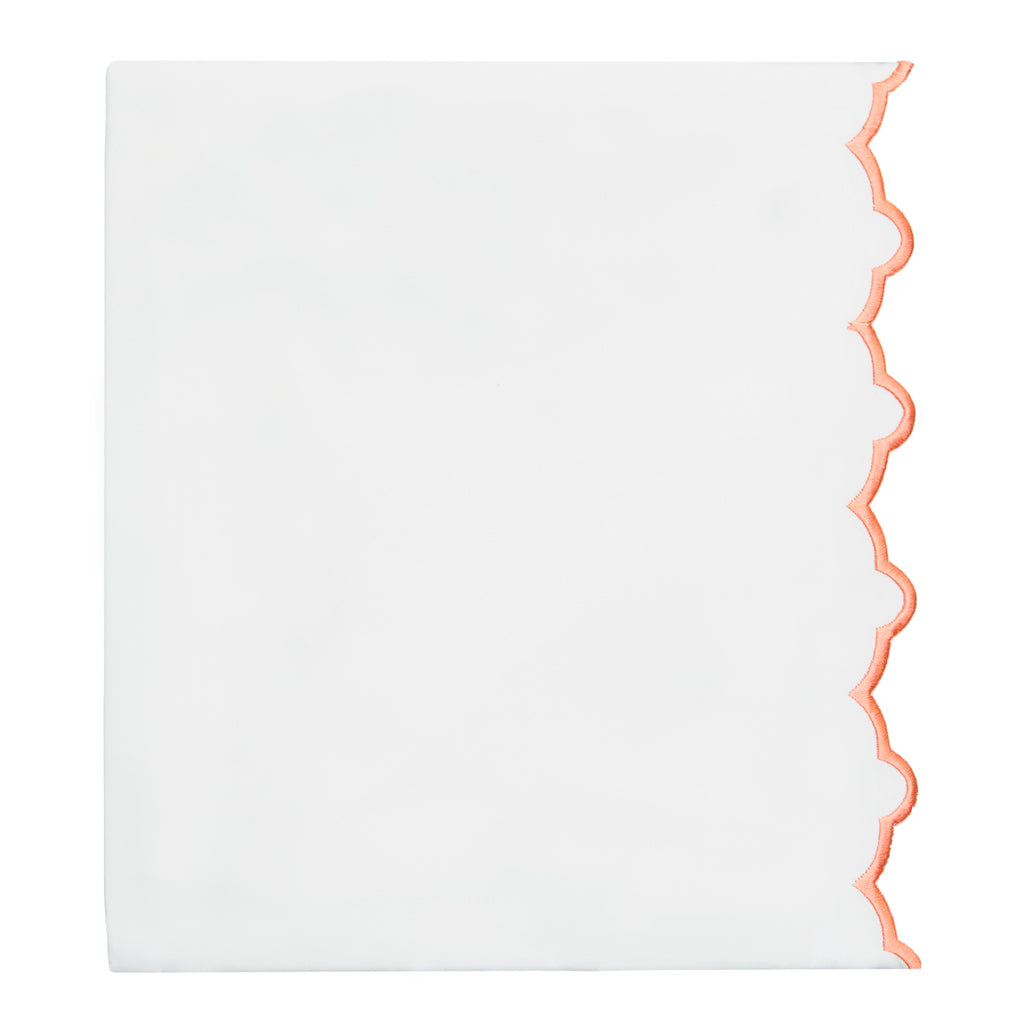 Apricot Scalloped Embroidered Flat Sheet