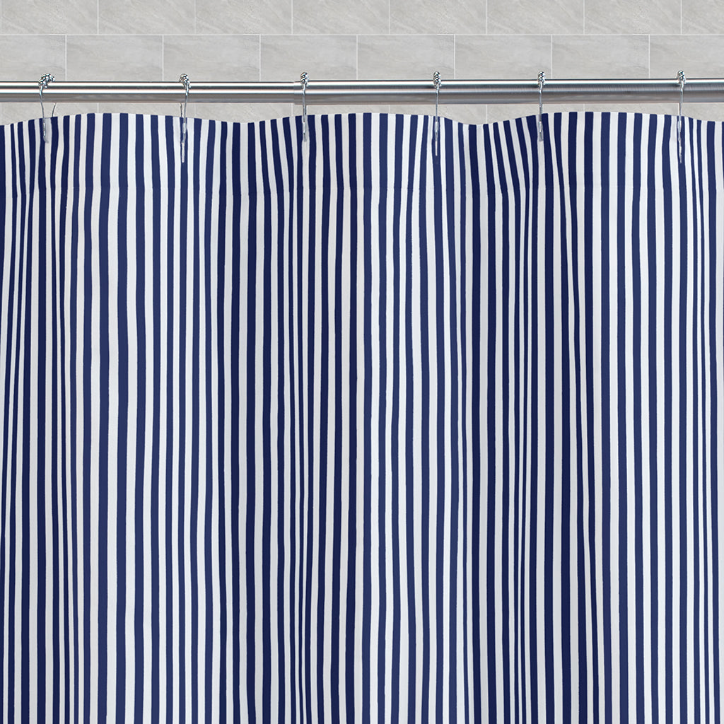 The Navy Blue Lines Shower Curtain