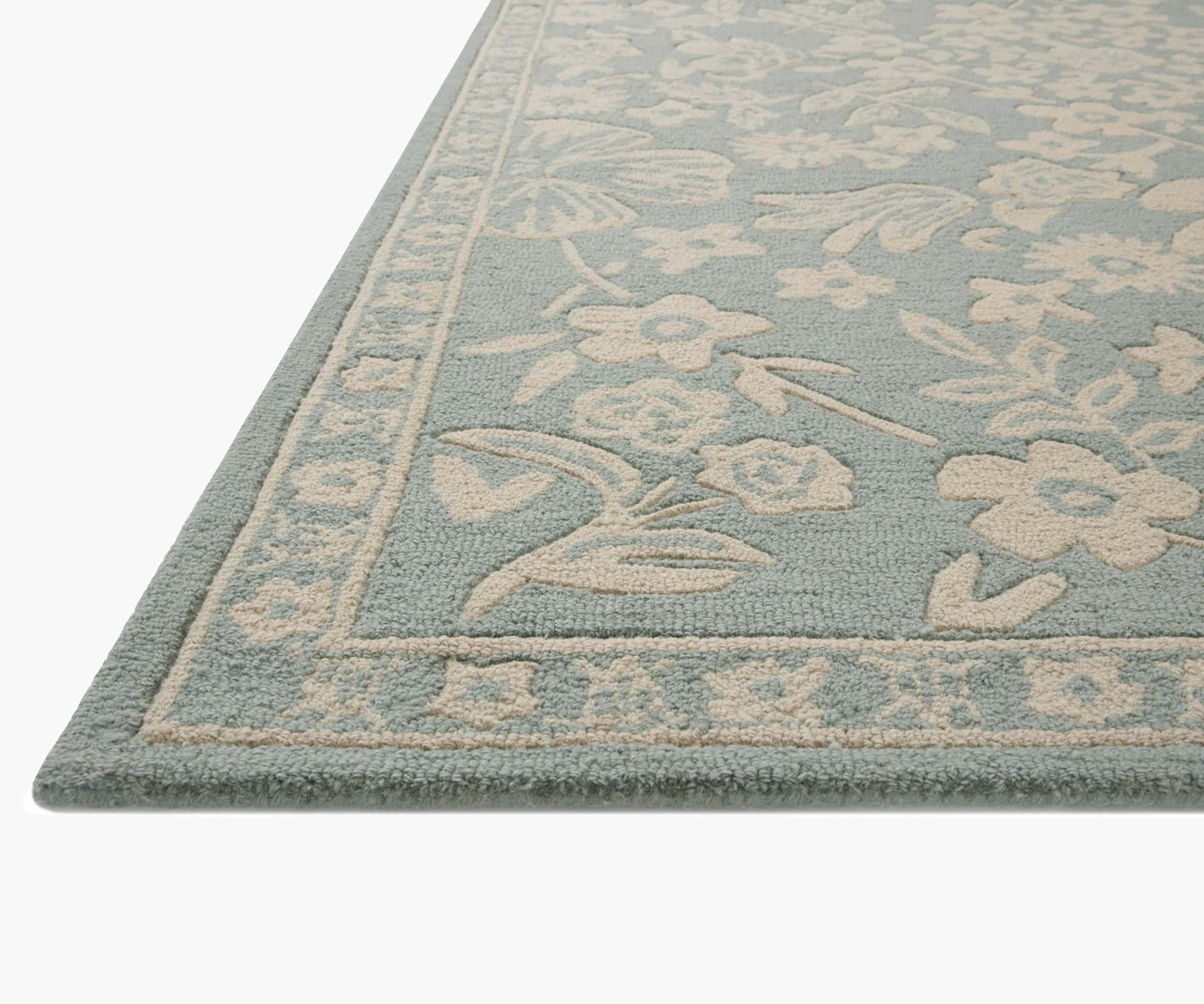 Arboretum Rose Garden Wool-Hooked Rug - Jade