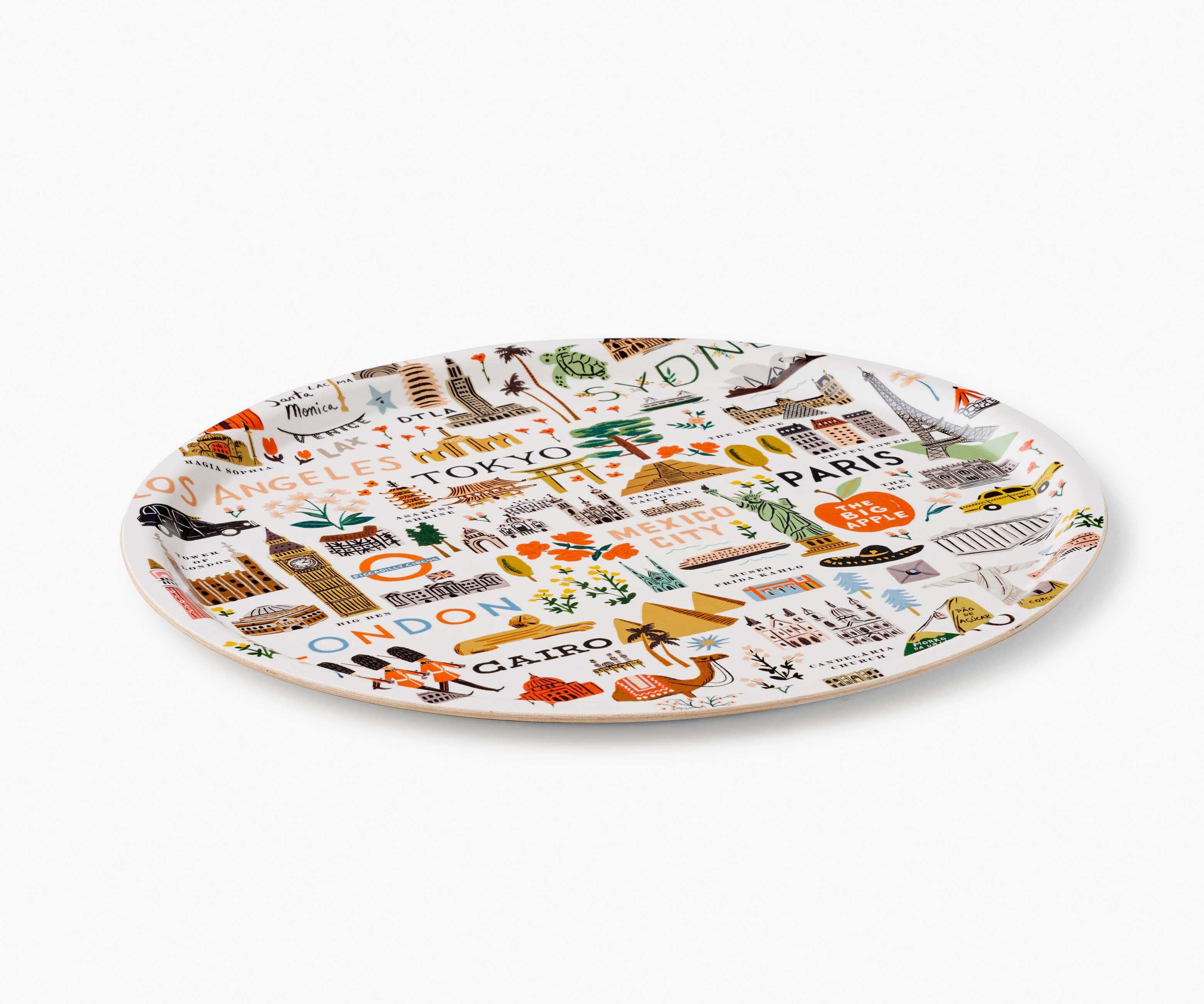 Round Serving Tray - Bon Voyage