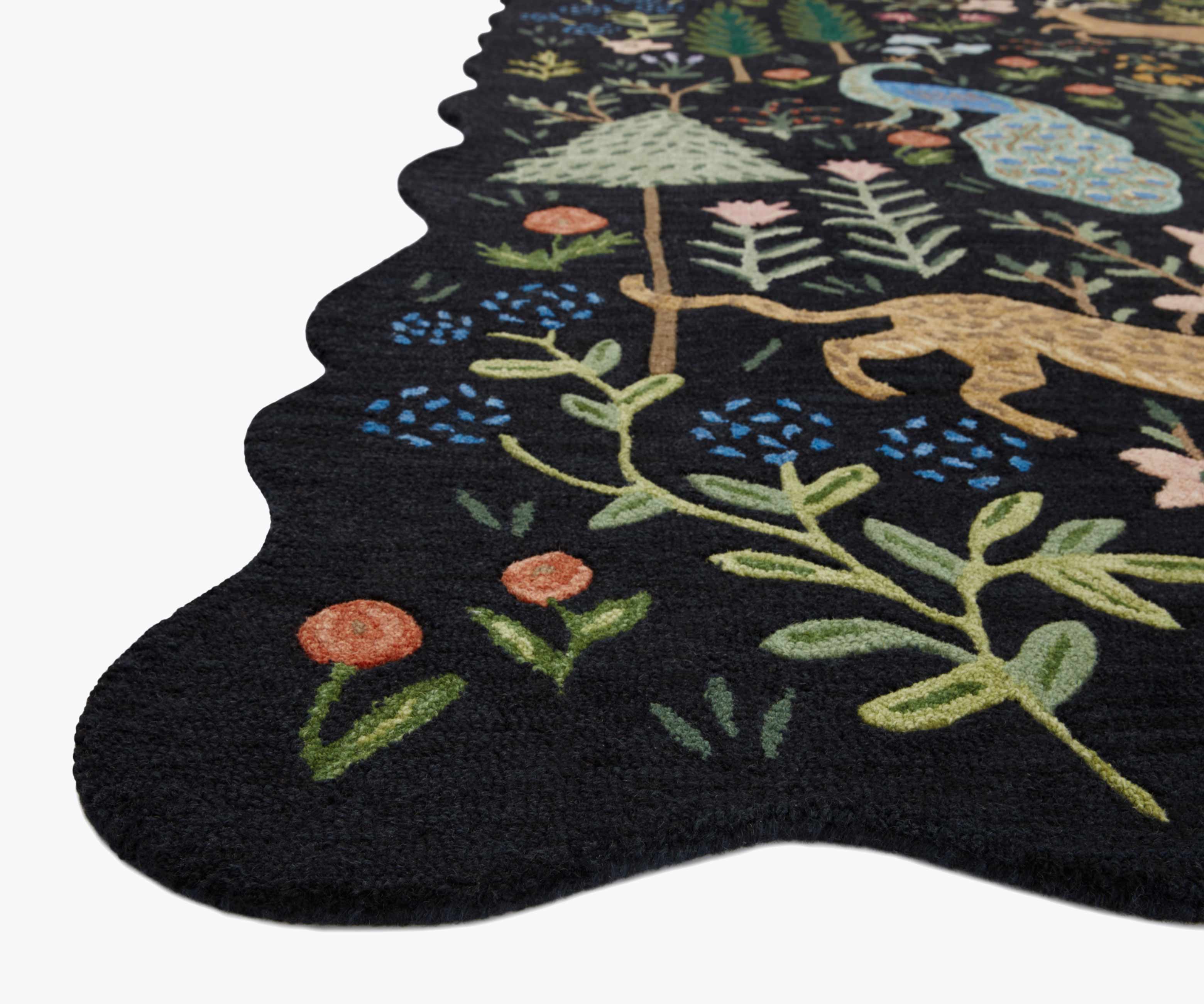 Menagerie Wool-Hooked Rug - Black