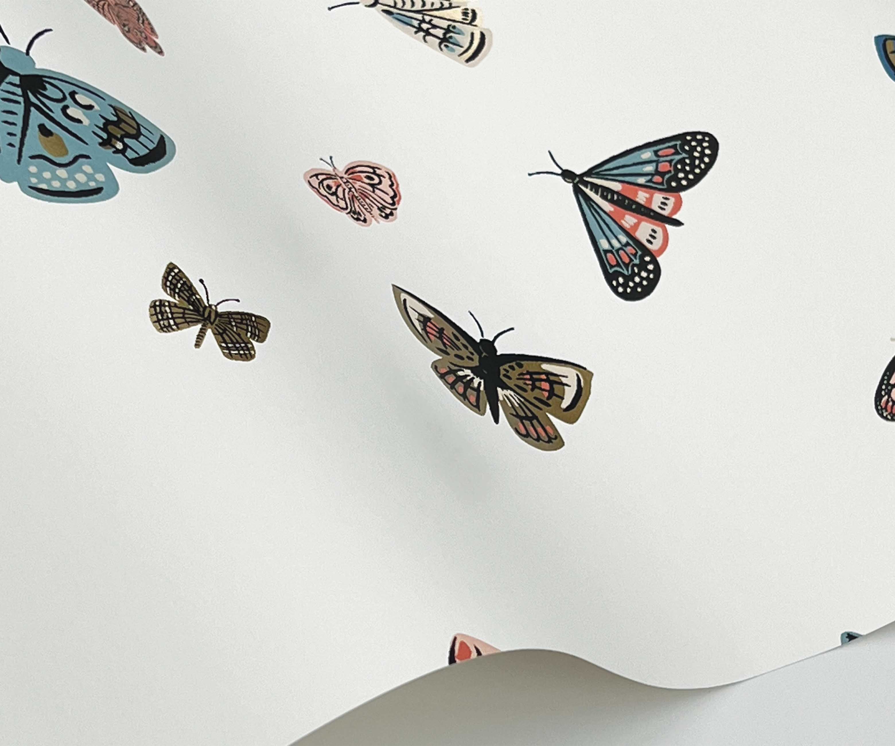 Butterfly House Wallpaper Sample - White