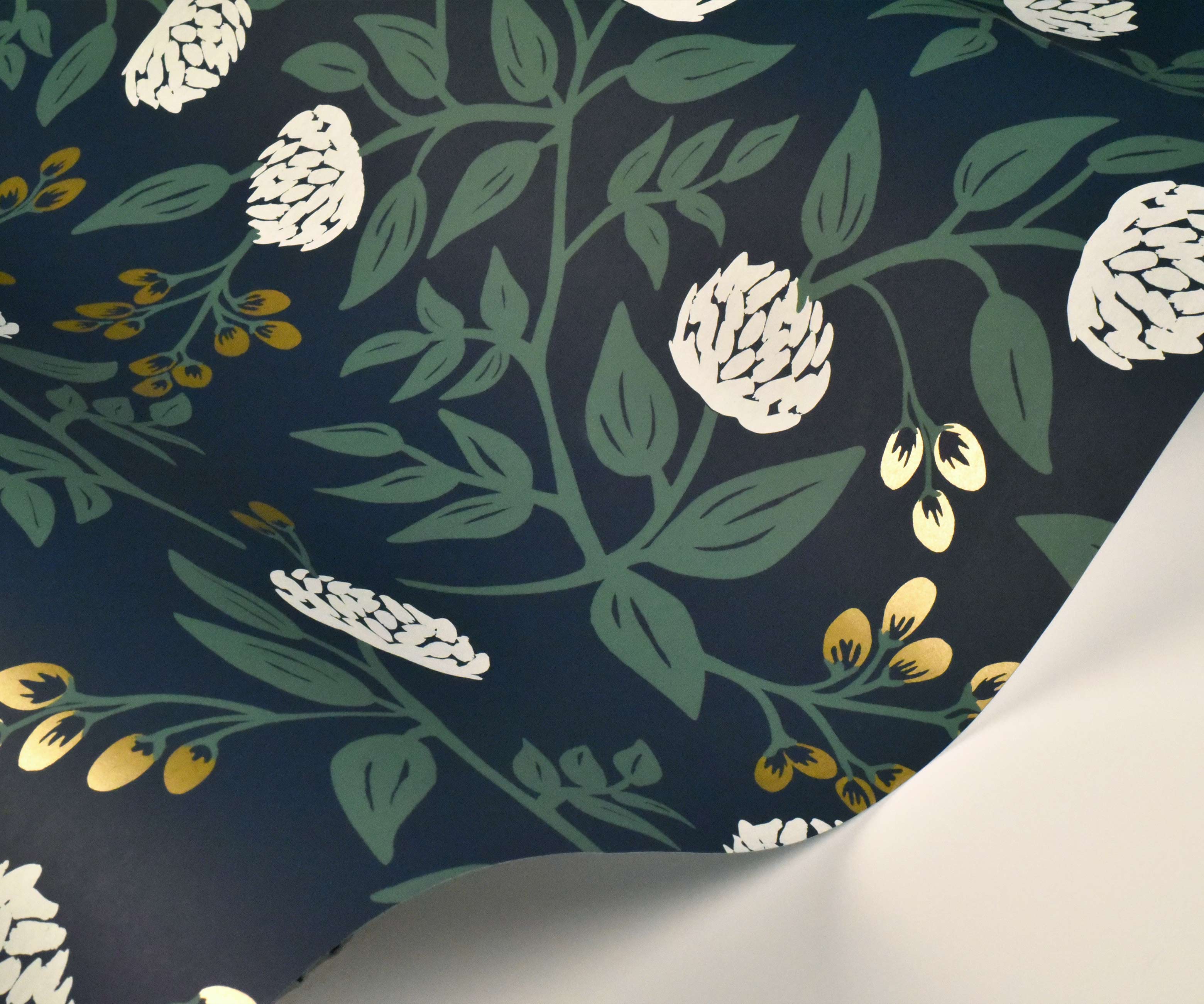 Peonies Wallpaper Sample - Navy