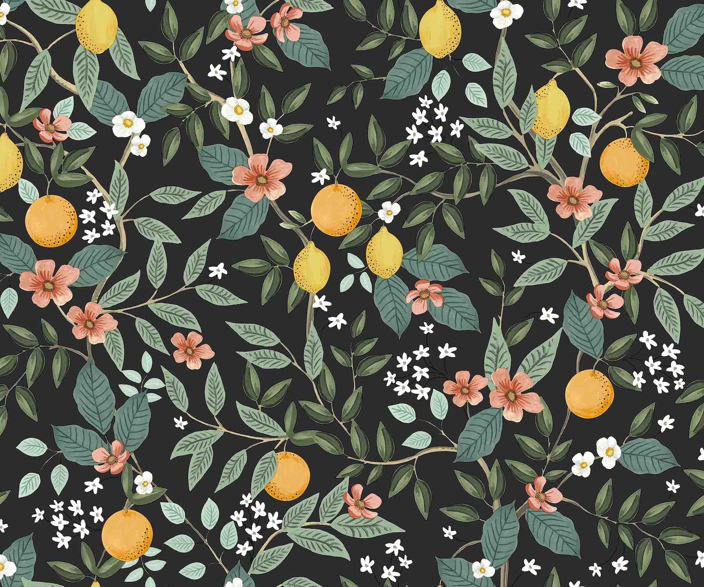 Citrus Grove Peel & Stick Wallpaper - Black