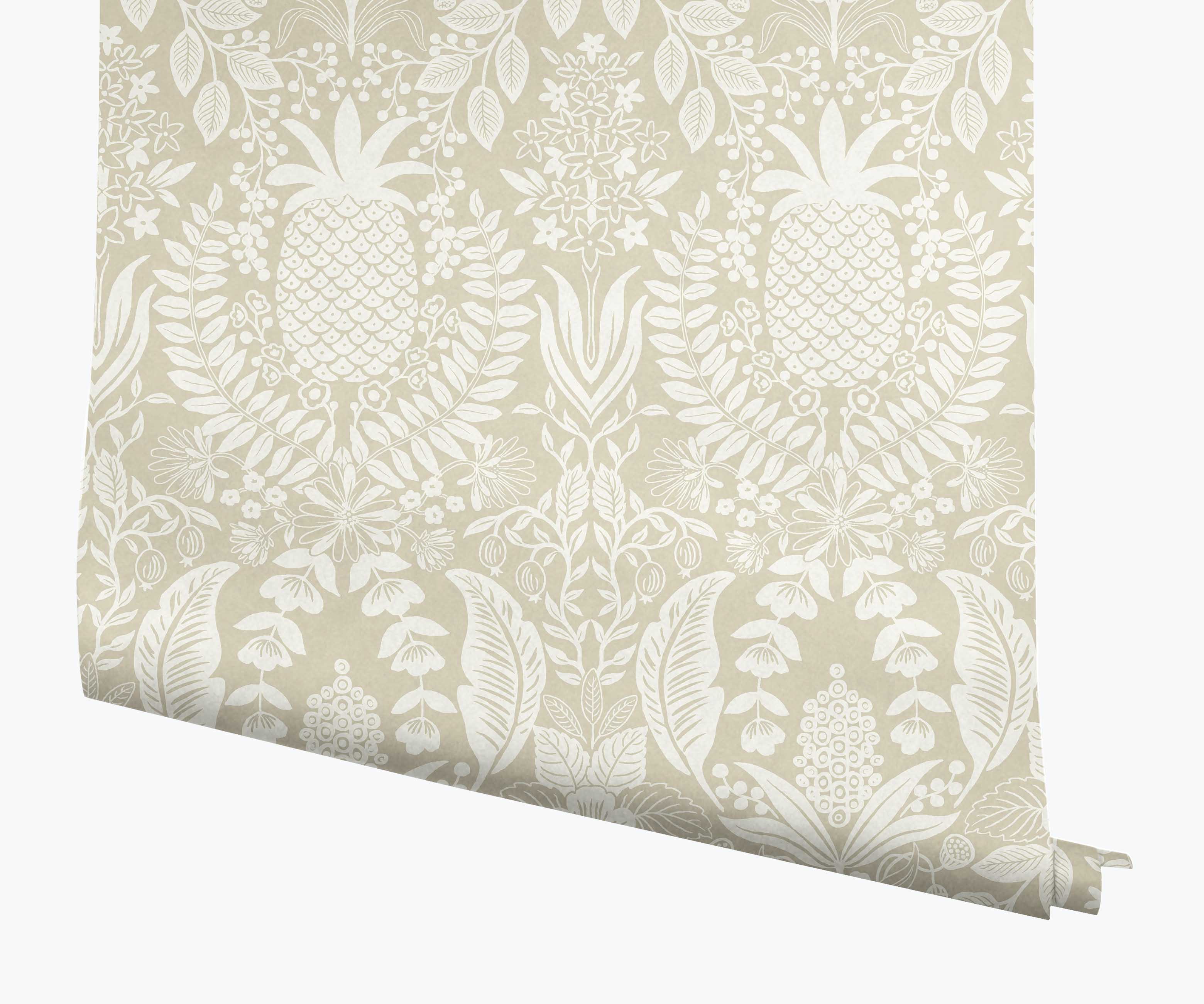 Pineapple Damask Wallpaper - Linen