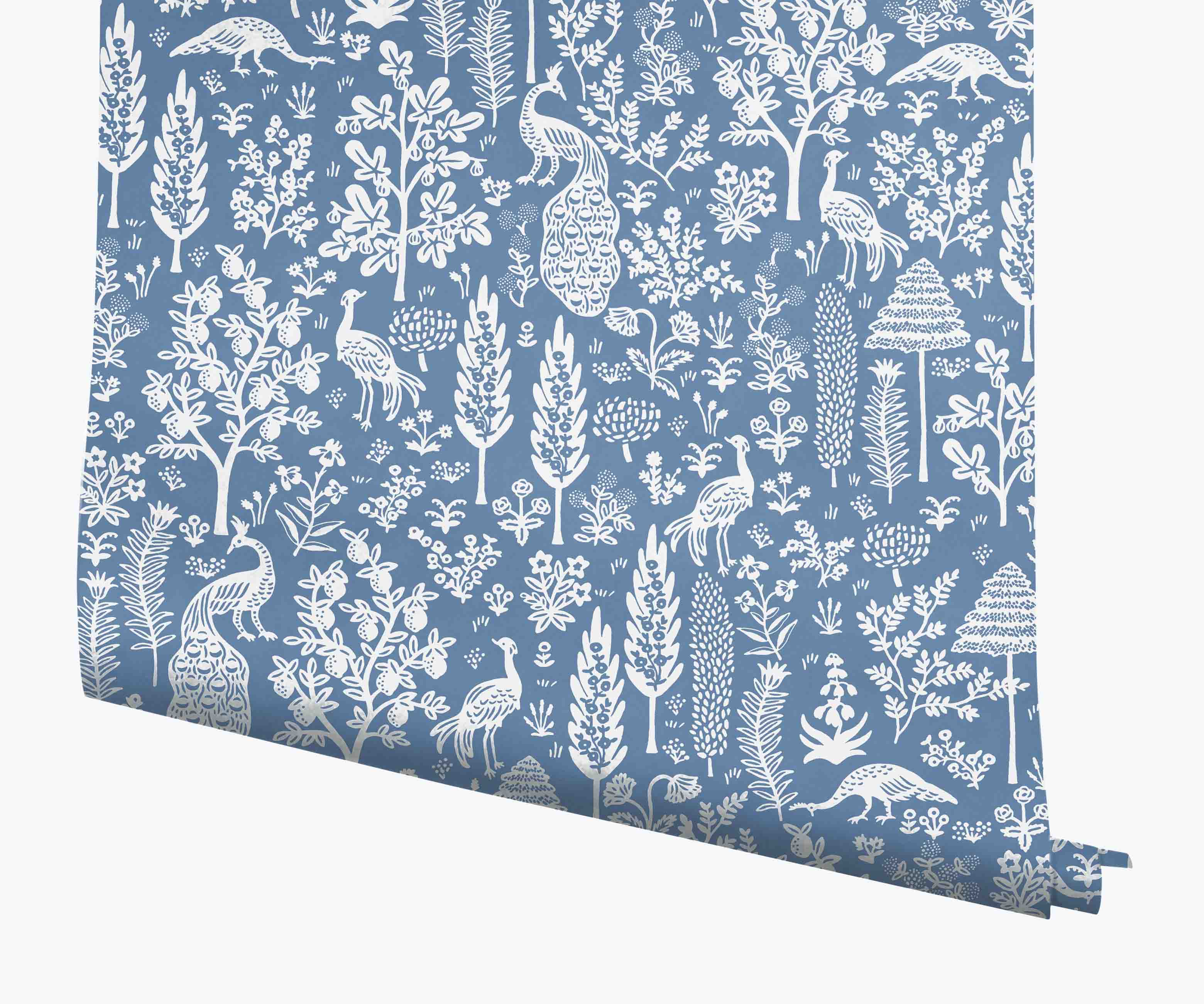 Menagerie Toile Wallpaper - Blue & White