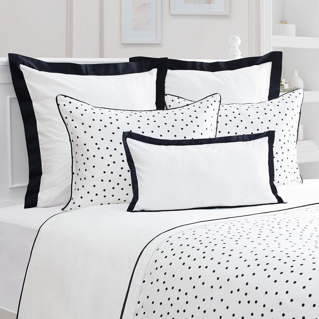 Black and White Harper Sham Pair (Black Piping)