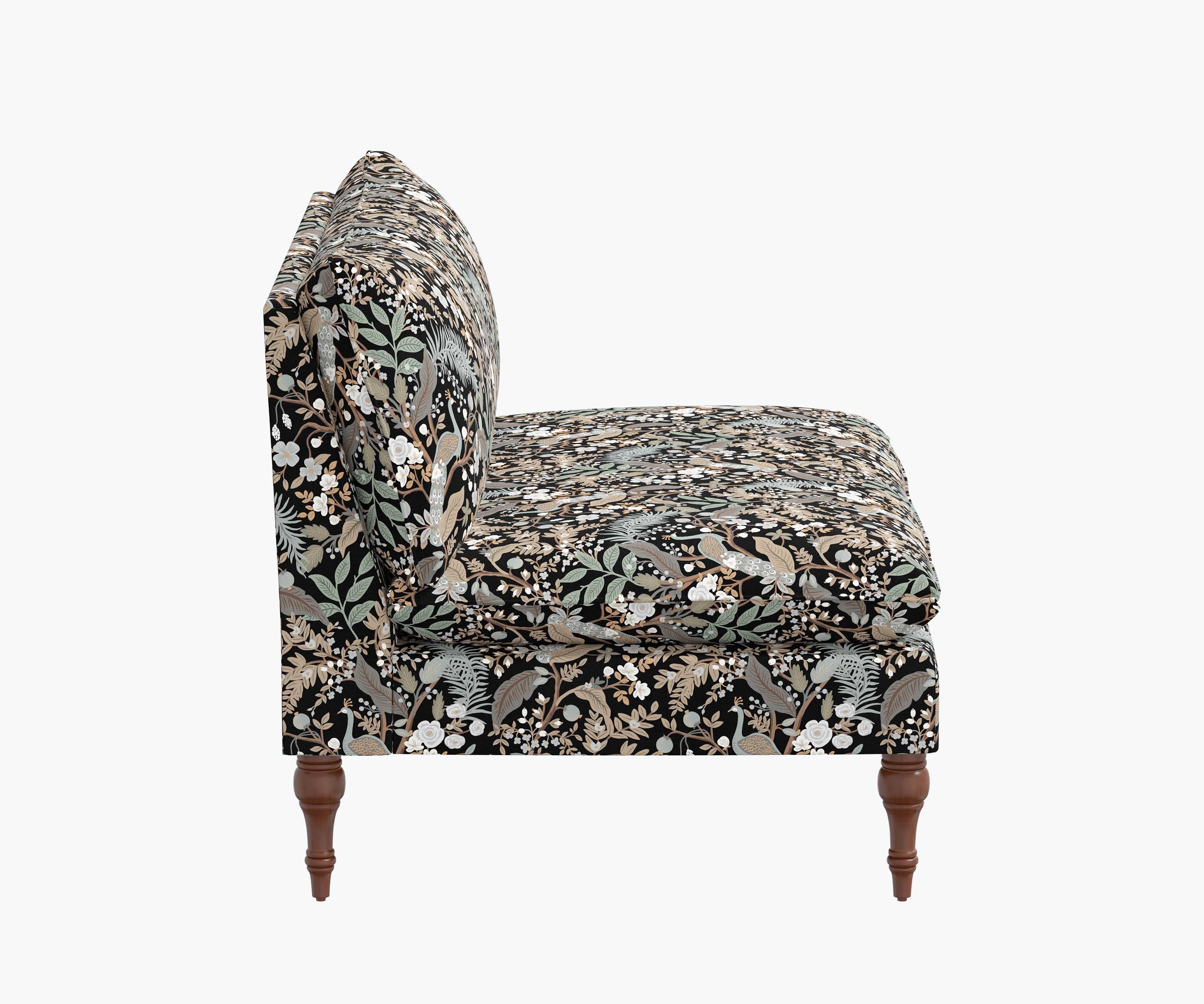 Louie Settee - Peacock Garden Black