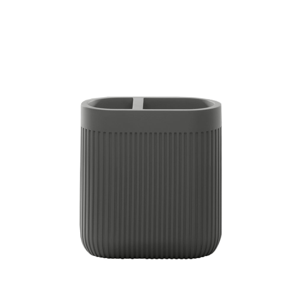 Modern Ribbed Grey Bath Accessories, Toothbrush Holder