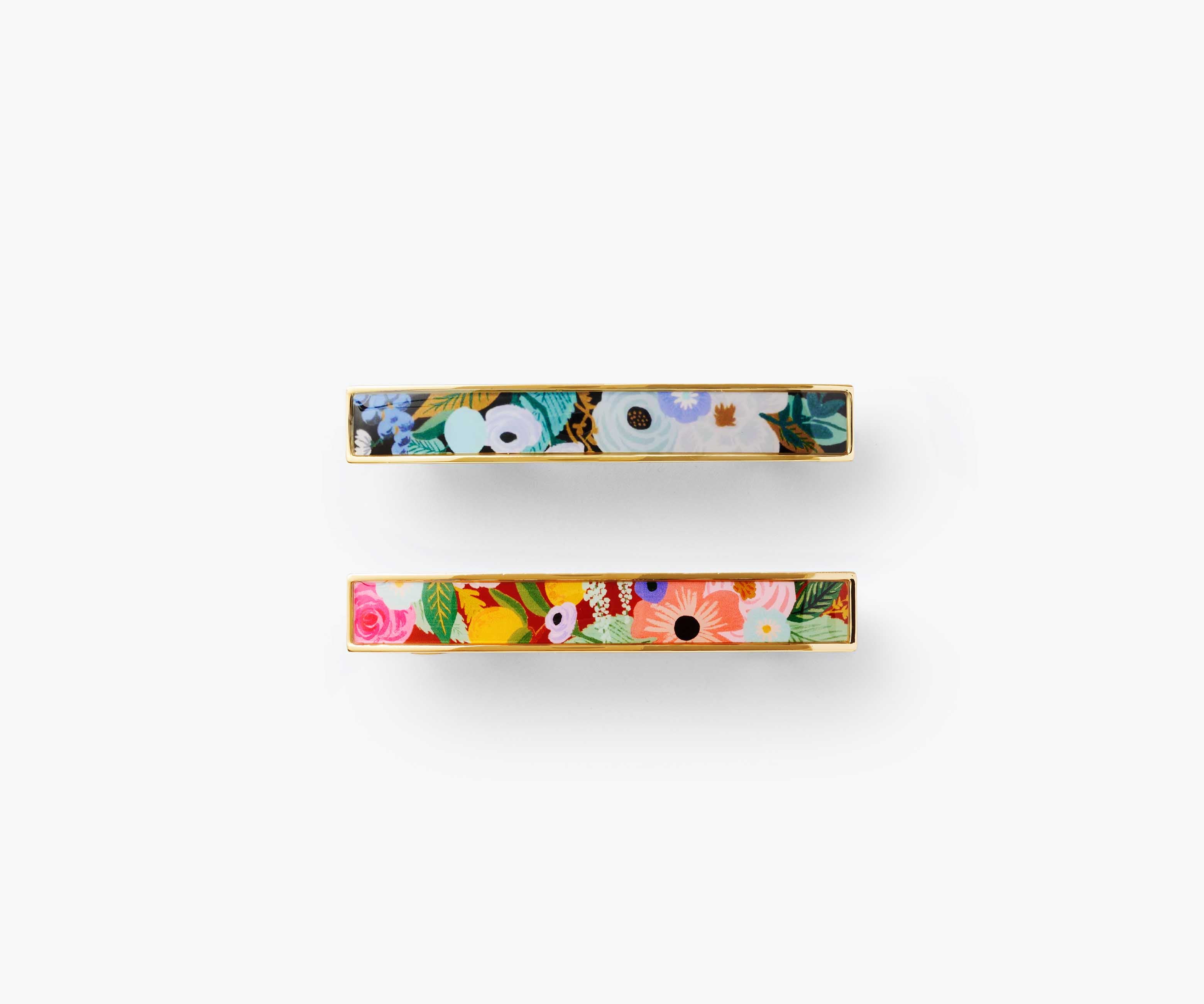 Set of 2 Enamel Hair Clips - Garden Party