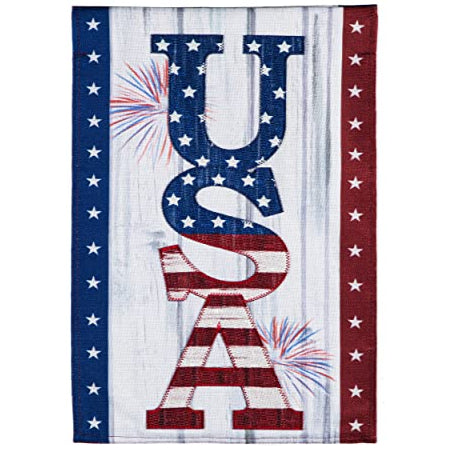 USA Fireworks Burlap Garden Flag - 12.5 x 18