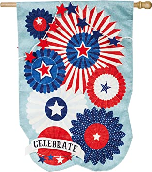 4th of July Celebration Linen House Flag - 28 x 44