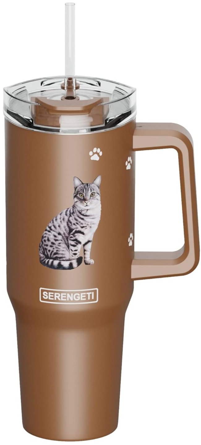 Serengeti Stainless Steel Cat Pattern Insulated Travel Mug - 40 oz.