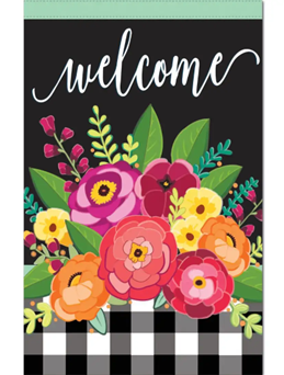 Floral Bouquet Welcome Linen House Flag - 28 x 44