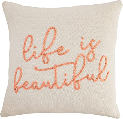 Mud Pie Life is Beautiful Dhurrie Throw Pillow - 22 x 22