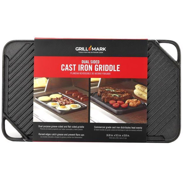 Grill Mark Reversible Cast Iron Griddle Top - 9.5 x 16.75