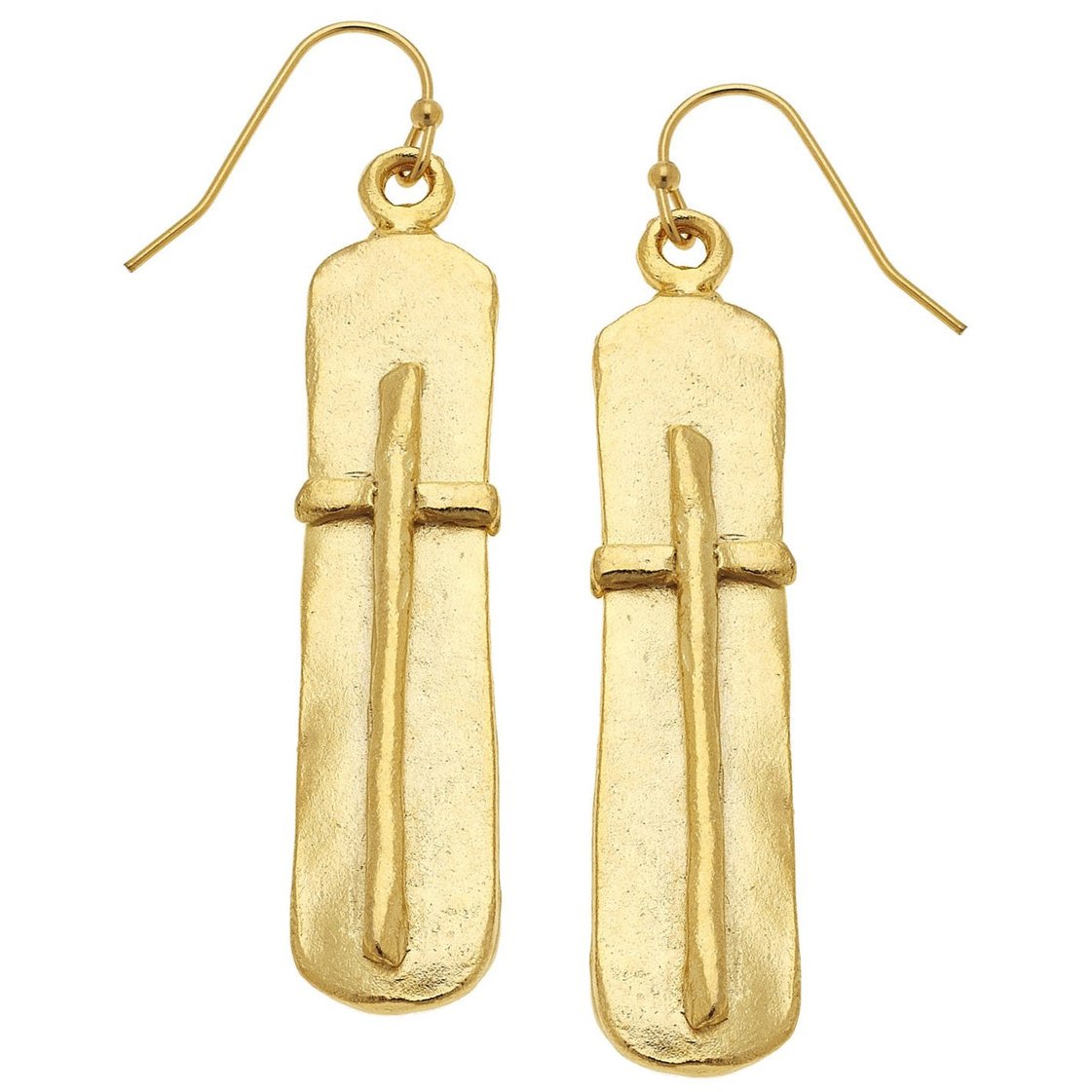 Susan Shaw Gold Bar Cross Earrings