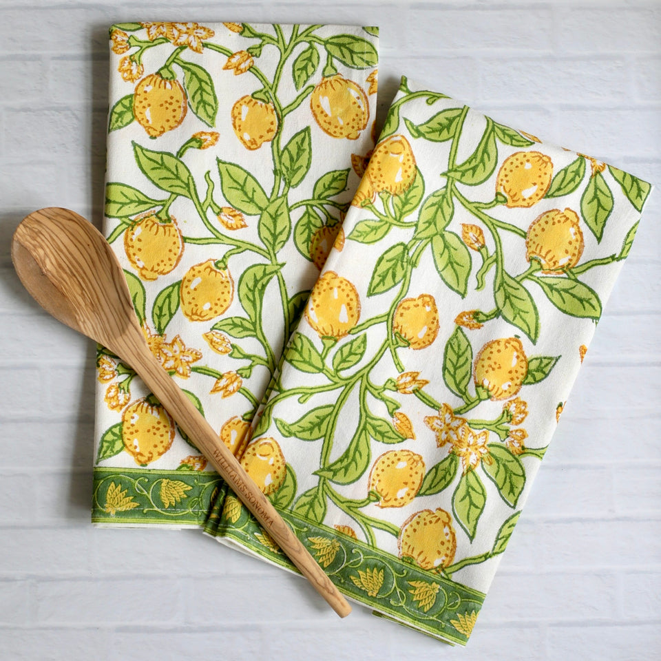 Pacific & Rose Block-Printed Kitchen Towels - 2 pc.