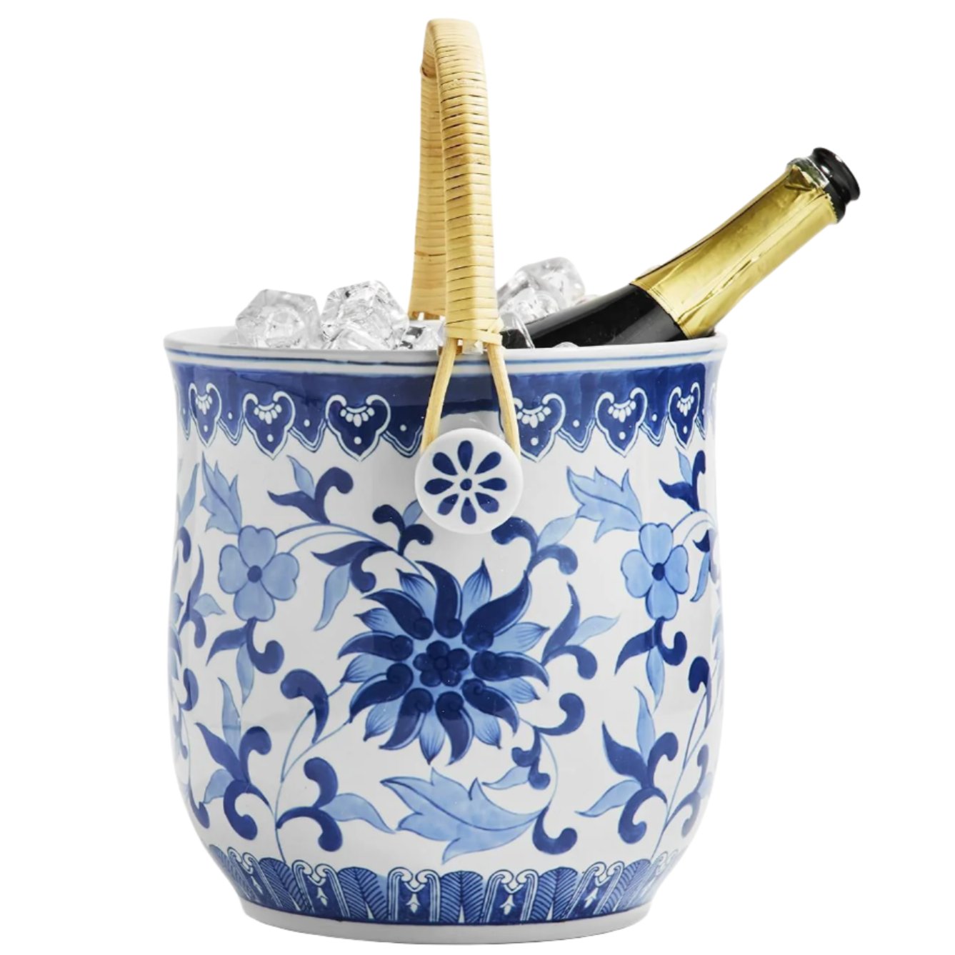 Canton Blue & White Chinoiserie Ceramic Champagne Bucket