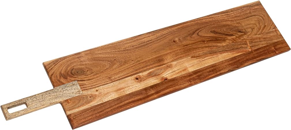 Acacia & Mango Wood Cheese Serving Board w/ Handle - 7.5 x 35