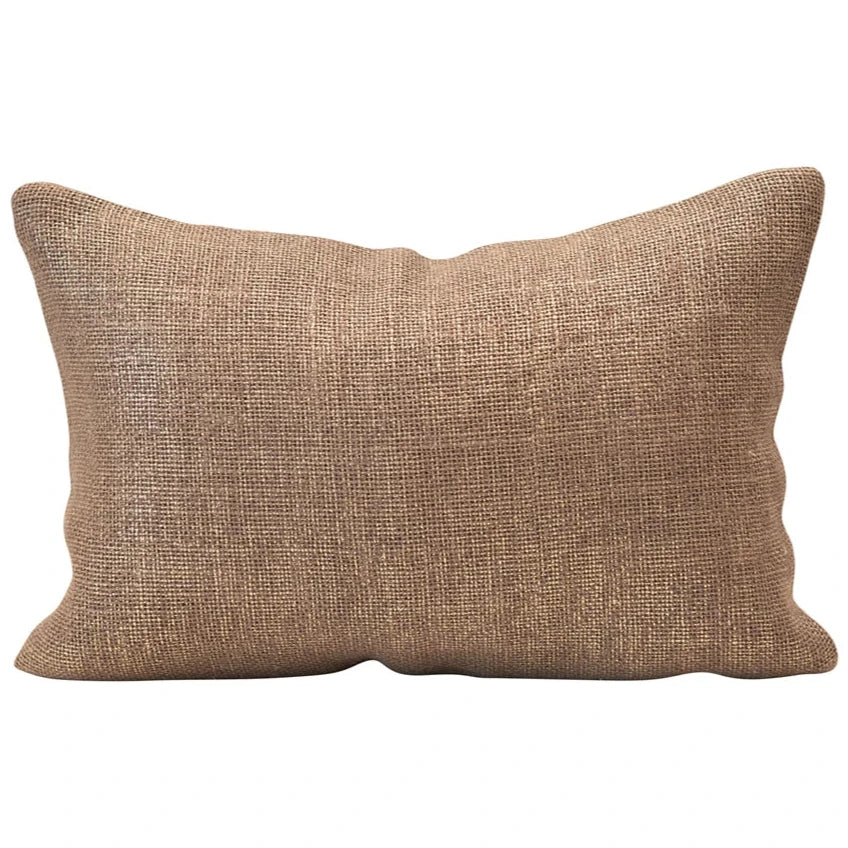 Jute & Cotton Lumbar Pillow w/ Metallic Thread - 14 x 9.5