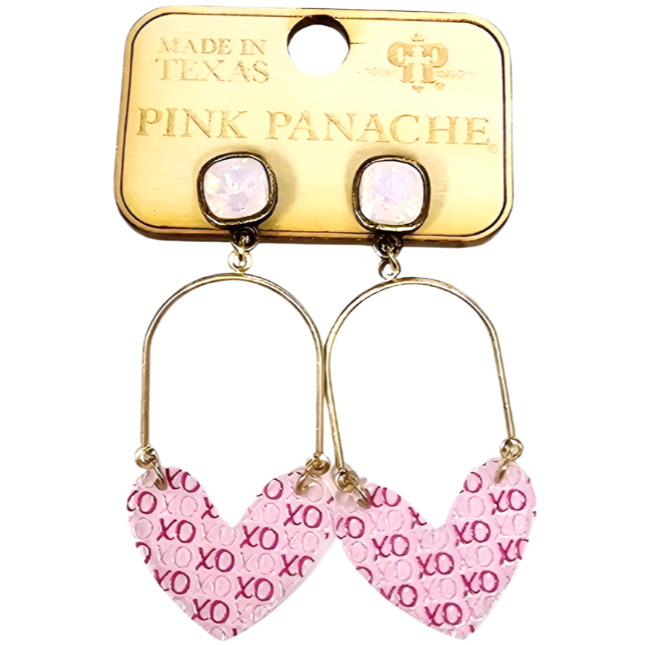 Pink Panache Pink Swinging XO Heart Earrings