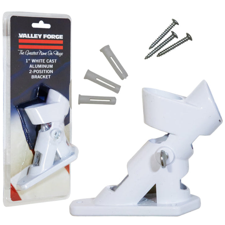 Valley Forge Cast Aluminum 2-Position Flagpole Bracket (White) - 1