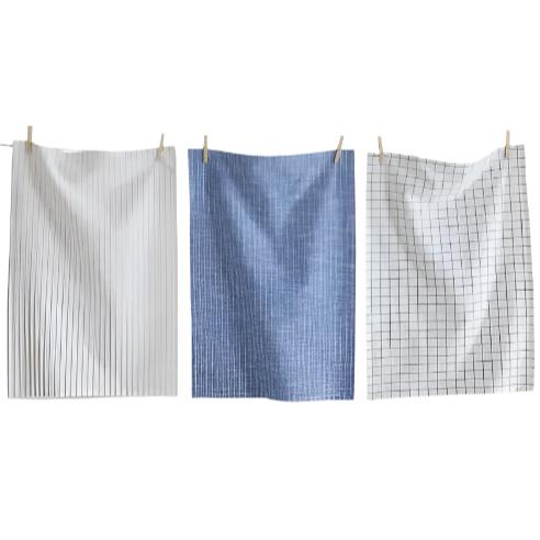 Window Pane & Pinstripe Dishtowels - 3 pc.