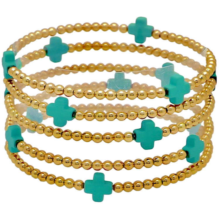 Posh Jewelry Co. Beads & Cross Charm Stack Bracelets