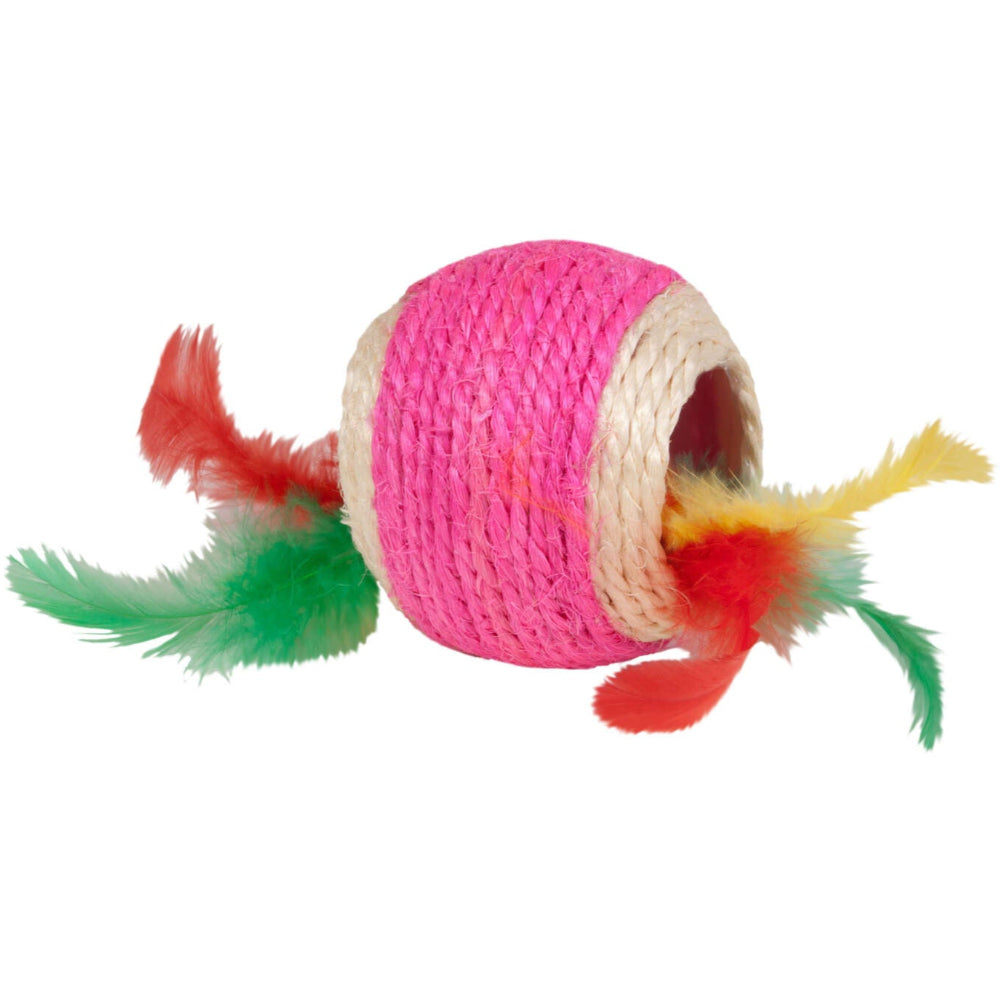 Kylie's Feathered Raffia Ball Cat Toy