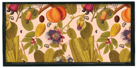 Passion Flora Lacquered Serving Tray - 10 x 20