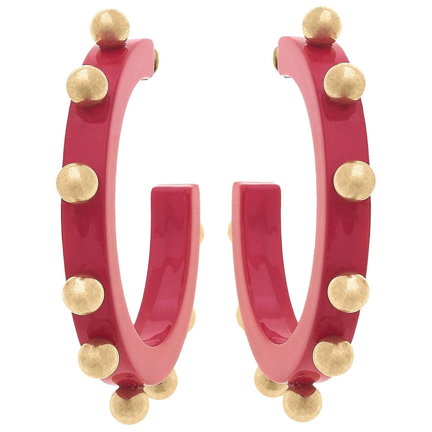 Kelley Studded Metal & Resin Hoop Earrings