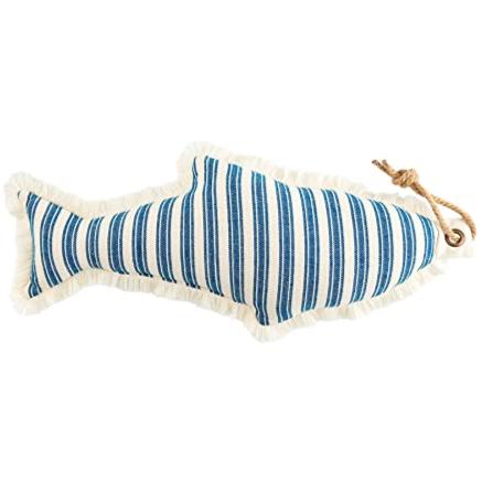 Mud Pie Blue Fish Shaped Lake Pillow - 24 x 10