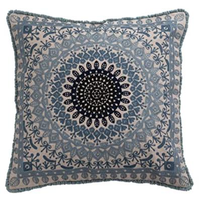 Cotton Embroidered Medallion Throw Pillow - 18 x 18