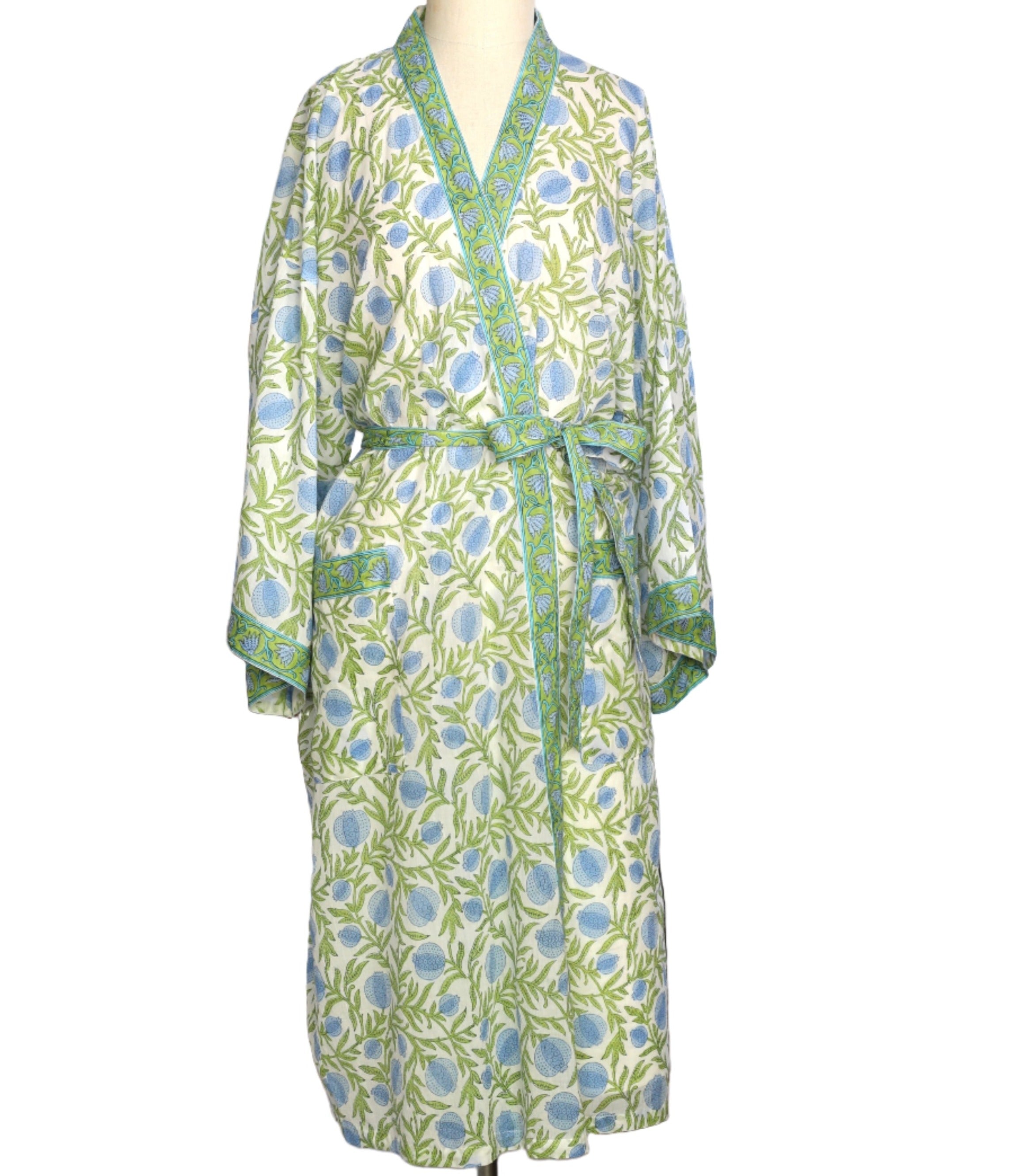 Pomegranate Blue Kimono Robe